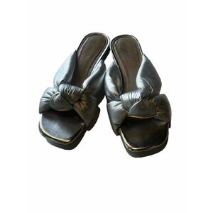 Villa Rouge Maddox Puffy   Knot Silver Metallic Sandals Shoes Slides 7.5